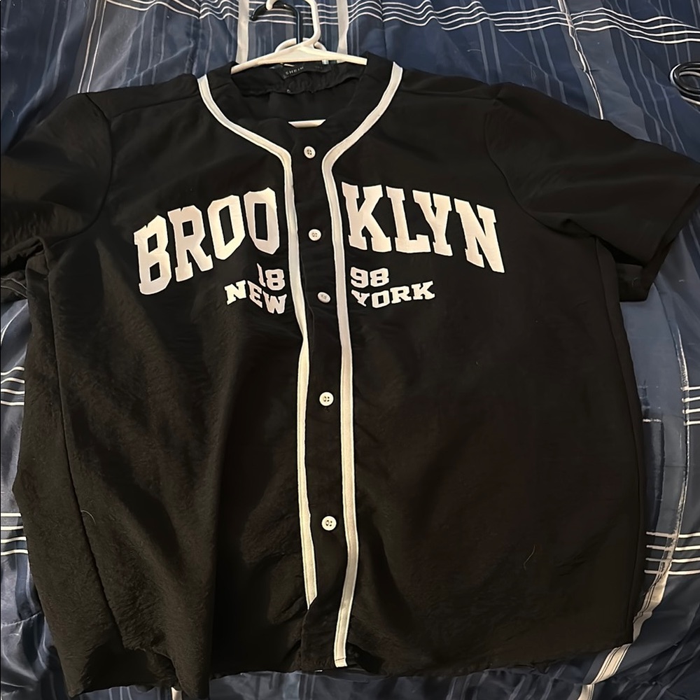 SHEIN Black Brooklyn Jersey Shirt